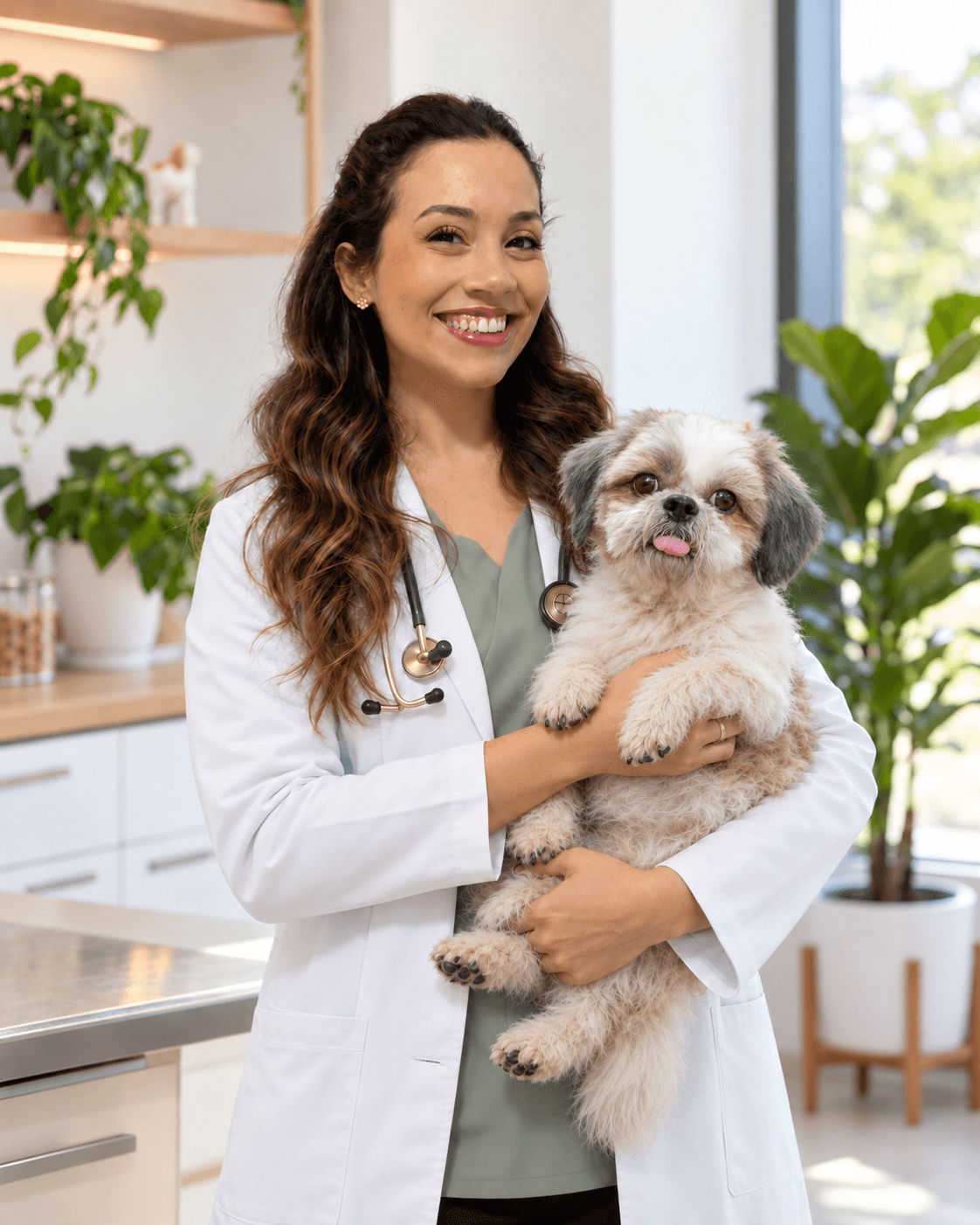 Retrato da médica-veterinária responsável pela Ampetty segurando um gato